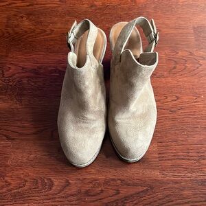 Size 8.5 opened booties  tan